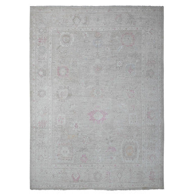 Oushak And Peshawar Wool Hand Knotted Rug Green Silver 9.10X13.5 -O088943