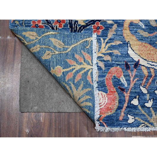 Oushak And Peshawar Wool Hand Knotted Rug Blue No Border 4.11X6.11 -O088947