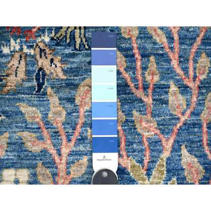 Oushak And Peshawar Wool Hand Knotted Rug Blue No Border 4.11X6.11 -O088947