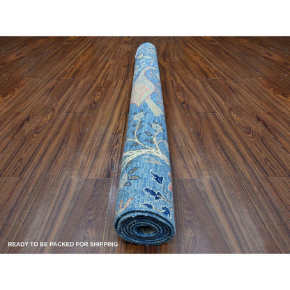 Oushak And Peshawar Wool Hand Knotted Rug Blue No Border 4.11X6.11 -O088947
