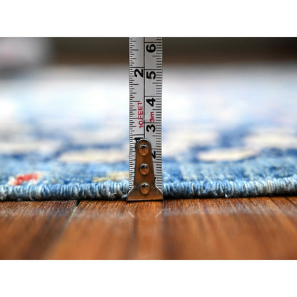 Oushak And Peshawar Wool Hand Knotted Rug Blue No Border 4.11X6.11 -O088947