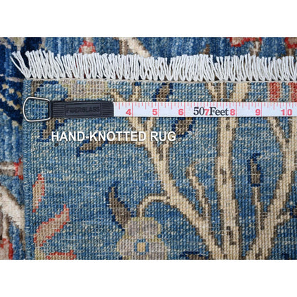 Oushak And Peshawar Wool Hand Knotted Rug Blue No Border 4.11X6.11 -O088947