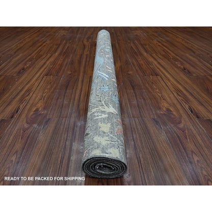 Oushak And Peshawar Wool Hand Knotted Rug Grey No Border 5.0X6.10 -O088948