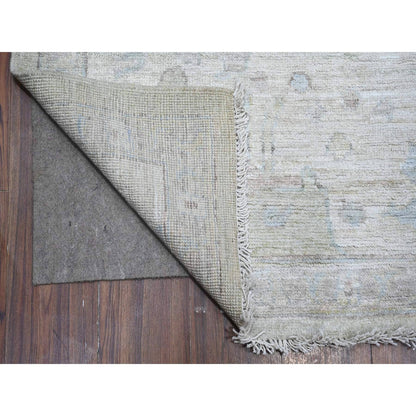 Oushak And Peshawar Wool Hand Knotted Rug Grey Silver Gray 8.11X11.4 -O088951