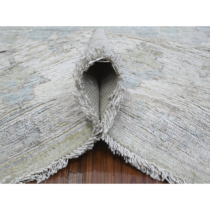 Oushak And Peshawar Wool Hand Knotted Rug Grey Silver Gray 8.11X11.4 -O088951