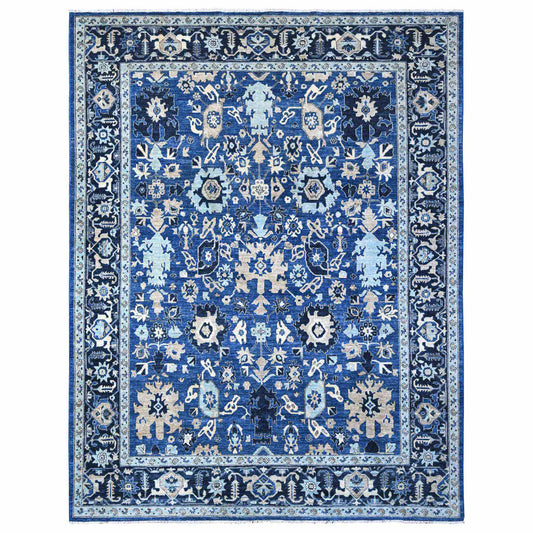 Heriz Wool Hand Knotted Rug Blue Blue 9.3X11.9 -O088952