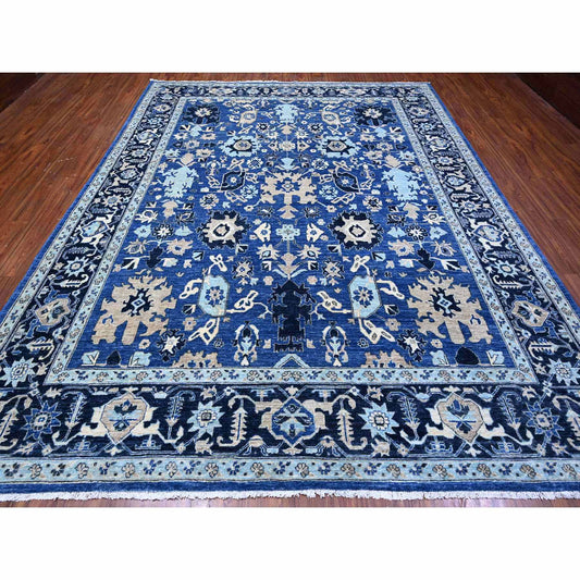 Heriz Wool Hand Knotted Rug Blue Blue 9.3X11.9 -O088952