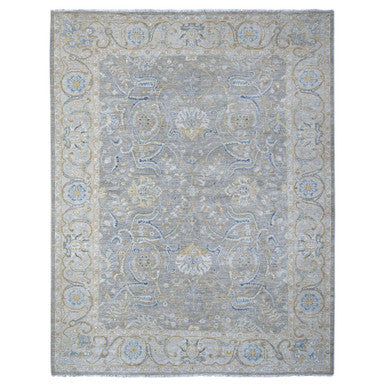 Oushak And Peshawar Wool Hand Knotted Rug Grey Silver 9.0X11.7 -O088954
