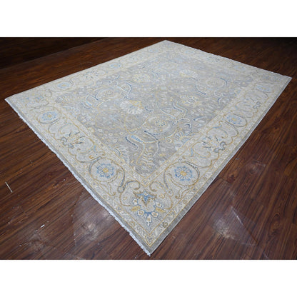 Oushak And Peshawar Wool Hand Knotted Rug Grey Silver 9.0X11.7 -O088954
