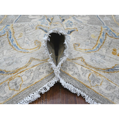 Oushak And Peshawar Wool Hand Knotted Rug Grey Silver 9.0X11.7 -O088954