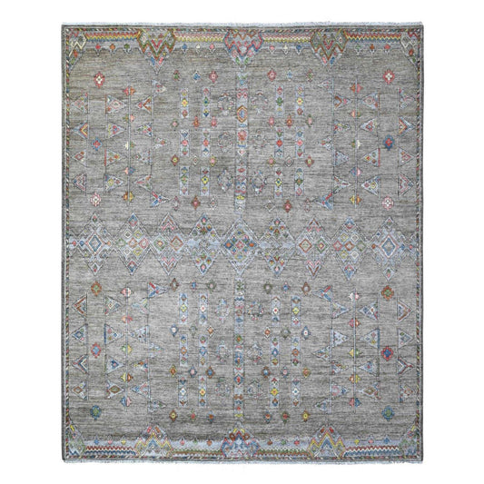 Oushak And Peshawar Wool Hand Knotted Rug Grey Gray 8.2X9.8 -O088957