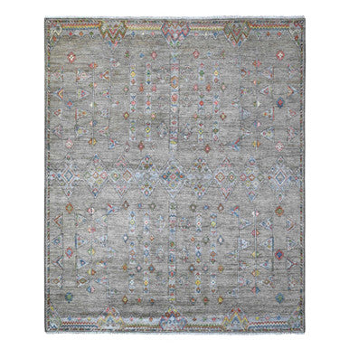 Oushak And Peshawar Wool Hand Knotted Rug Grey Gray 8.2X9.8 -O088957