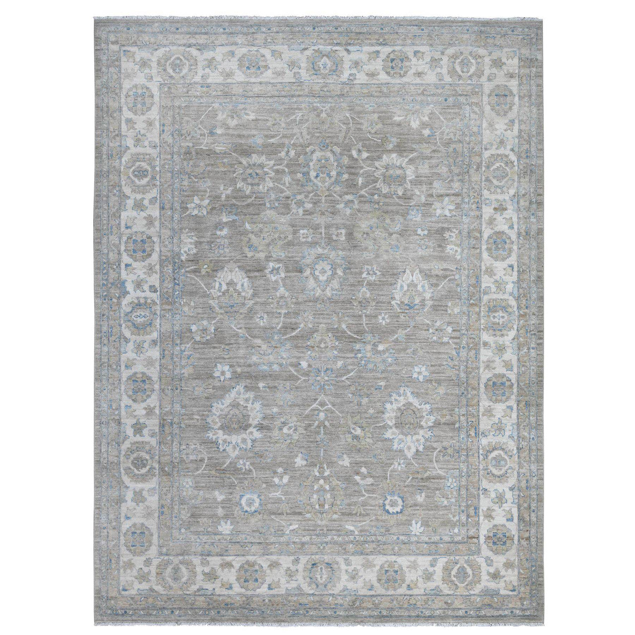 Gray 9'0" x 11'10" Oushak And Peshawar Hand knotted Wool Rug - Sku: O088958