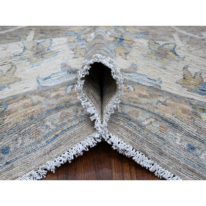 Oushak And Peshawar Wool Hand Knotted Rug Grey Ivory 9.0X11.10 -O088958