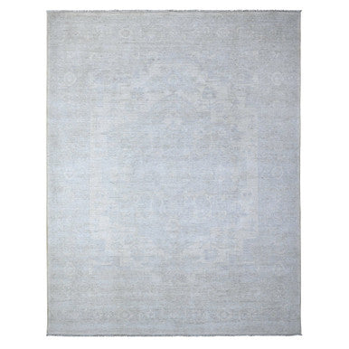 Oushak And Peshawar Wool Hand Knotted Rug Ivory Ivory 8.11X11.7 -O088960