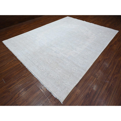 Oushak And Peshawar Wool Hand Knotted Rug Ivory Ivory 8.11X11.7 -O088960