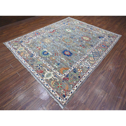 Oushak And Peshawar Wool Hand Knotted Rug Grey Gray 8.1X10.0 -O088961