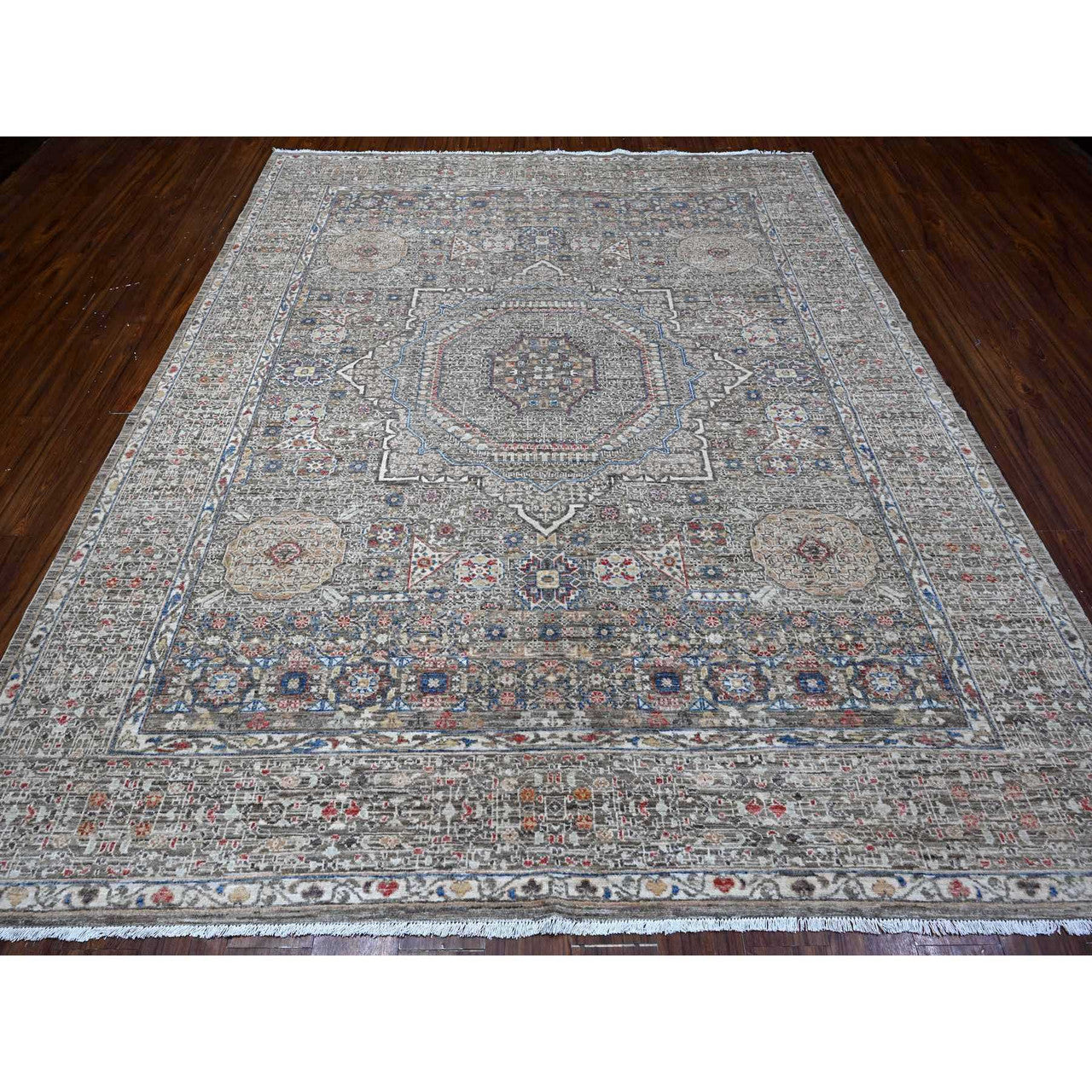 Gray 8'3" x 10'0" Mamluk Hand knotted Wool Rug - Sku: O088962