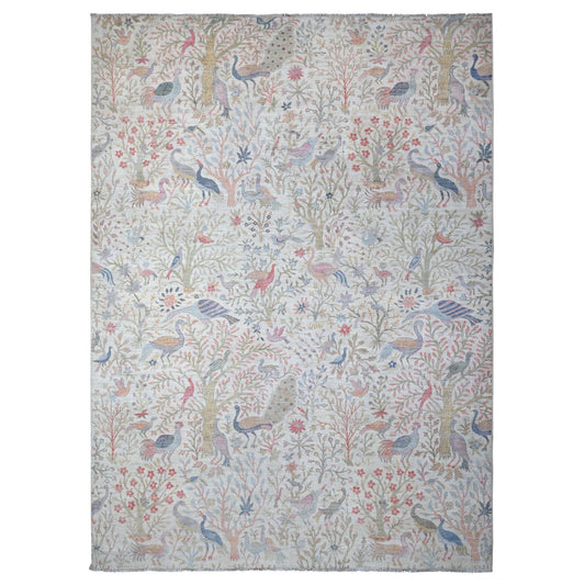 Oushak And Peshawar Wool Hand Knotted Rug Ivory No Border 9.11X13.7 -O088963