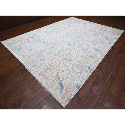Oushak And Peshawar Wool Hand Knotted Rug Ivory No Border 9.11X13.7 -O088963