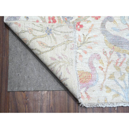 Oushak And Peshawar Wool Hand Knotted Rug Ivory No Border 9.11X13.7 -O088963
