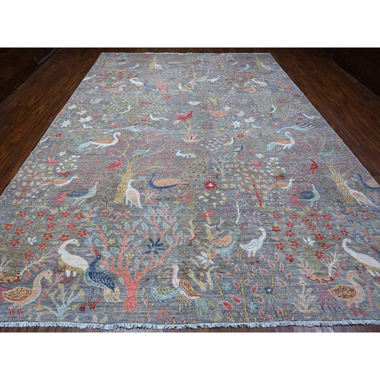 Oushak And Peshawar Wool Hand Knotted Rug Grey No Border 10.4X14.3 -O088965