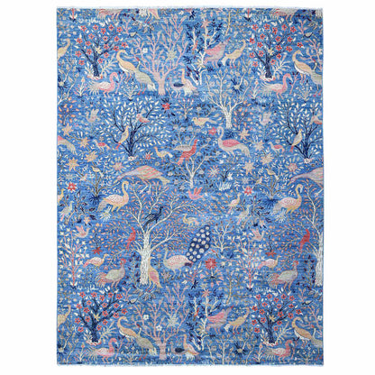 Oushak And Peshawar Wool Hand Knotted Rug Blue No Border 9.0X11.11 -O088966