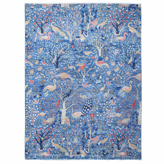 Oushak And Peshawar Wool Hand Knotted Rug Blue No Border 9.0X11.11 -O088966