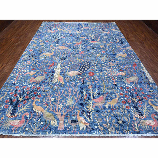 Oushak And Peshawar Wool Hand Knotted Rug Blue No Border 9.0X11.11 -O088966