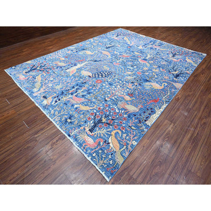 Oushak And Peshawar Wool Hand Knotted Rug Blue No Border 9.0X11.11 -O088966