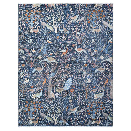Oushak And Peshawar Wool Hand Knotted Rug Blue No Border 9.2X11.9 -O088967
