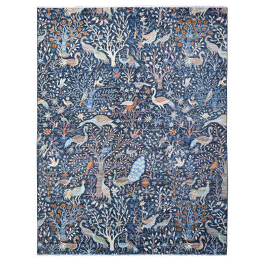 Oushak And Peshawar Wool Hand Knotted Rug Blue No Border 9.2X11.9 -O088967