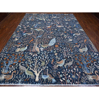 Oushak And Peshawar Wool Hand Knotted Rug Blue No Border 9.2X11.9 -O088967