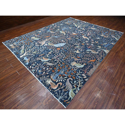 Oushak And Peshawar Wool Hand Knotted Rug Blue No Border 9.2X11.9 -O088967