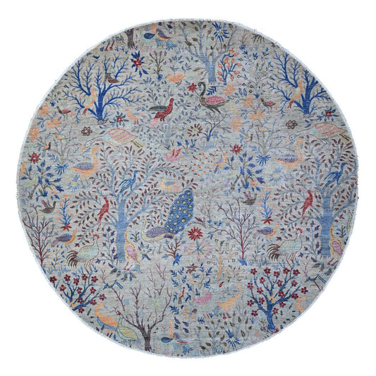 Oushak And Peshawar Wool Hand Knotted Rug Grey No Border 9.11X10.2 -O088973