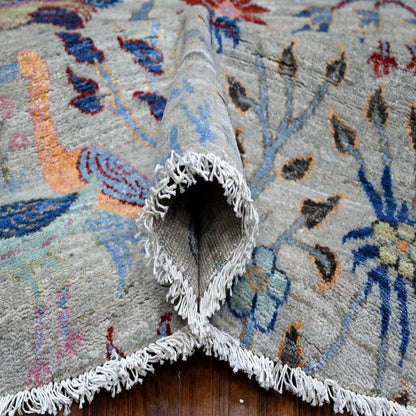 Oushak And Peshawar Wool Hand Knotted Rug Grey No Border 9.11X10.2 -O088973