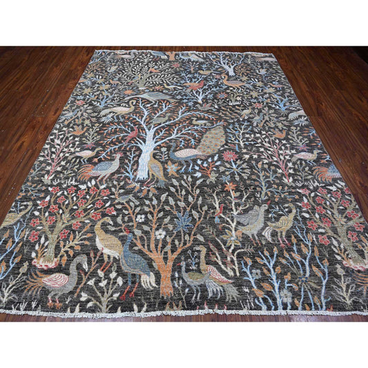 Oushak And Peshawar Wool Hand Knotted Rug Grey No Border 8.0X9.10 -O088974