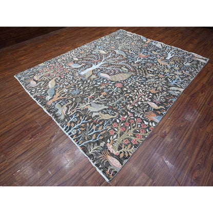 Oushak And Peshawar Wool Hand Knotted Rug Grey No Border 8.0X9.10 -O088974