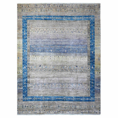 Tribal & Geometric Wool Hand Knotted Rug Grey Gray 9.1X11.8 -O088975