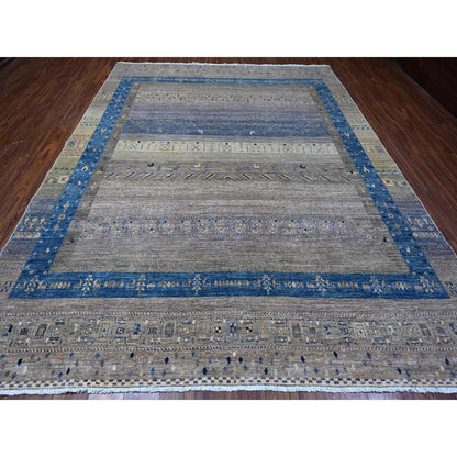 Tribal & Geometric Wool Hand Knotted Rug Grey Gray 9.1X11.8 -O088975