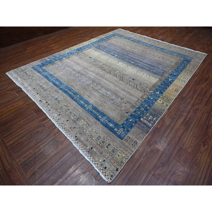 Tribal & Geometric Wool Hand Knotted Rug Grey Gray 9.1X11.8 -O088975