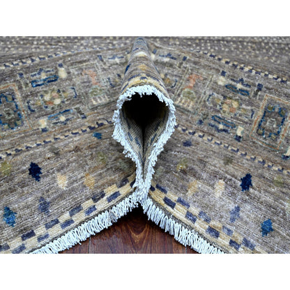 Tribal & Geometric Wool Hand Knotted Rug Grey Gray 9.1X11.8 -O088975