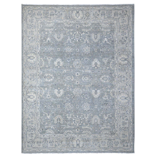 Oushak And Peshawar Wool Hand Knotted Rug Grey Silver 8.9X11.6 -O088982