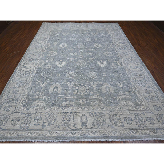 Oushak And Peshawar Wool Hand Knotted Rug Grey Silver 8.9X11.6 -O088982