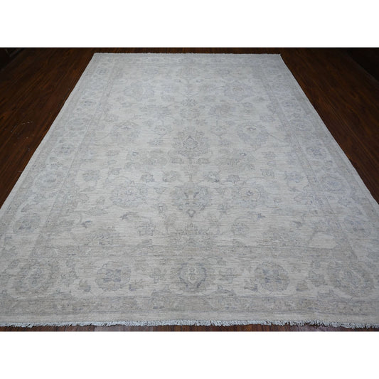 Oushak And Peshawar Wool Hand Knotted Rug Ivory Ivory 9.1X11.5 -O088987