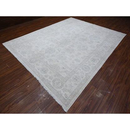 Oushak And Peshawar Wool Hand Knotted Rug Ivory Ivory 9.1X11.5 -O088987