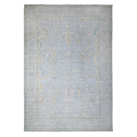Oushak And Peshawar Wool Hand Knotted Rug Grey Gray 11.9X17.4 -O088989