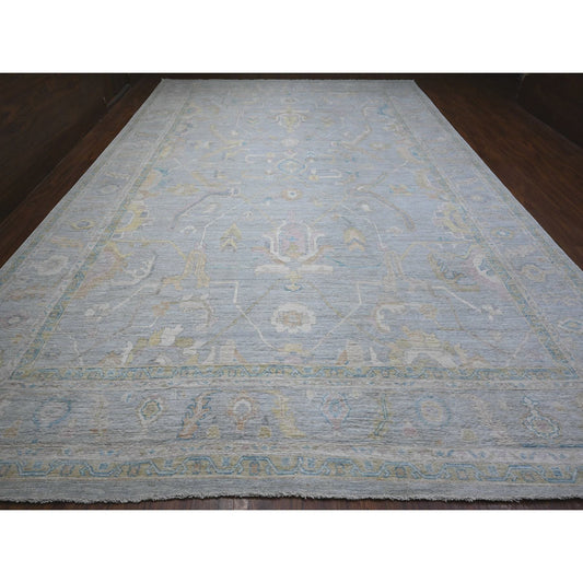 Oushak And Peshawar Wool Hand Knotted Rug Grey Gray 11.9X17.4 -O088989
