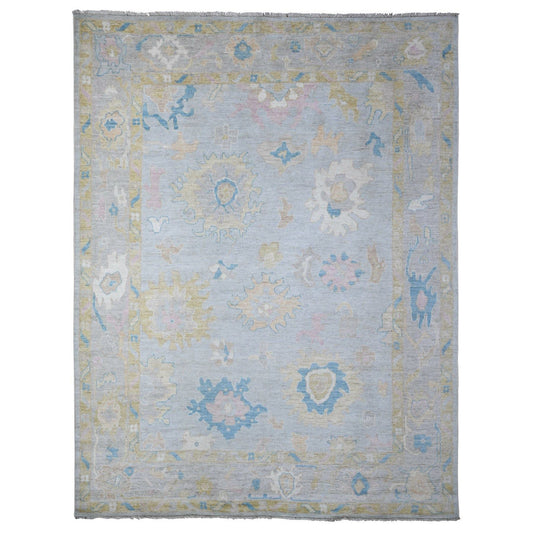 Oushak And Peshawar Wool Hand Knotted Rug Grey Gray 8.10X11.7 -O088990