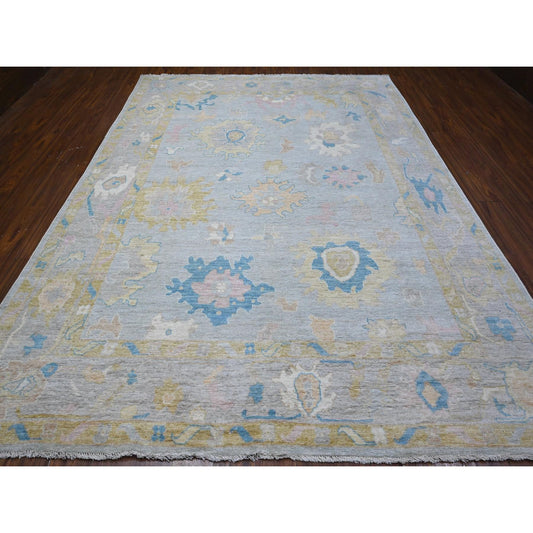 Oushak And Peshawar Wool Hand Knotted Rug Grey Gray 8.10X11.7 -O088990